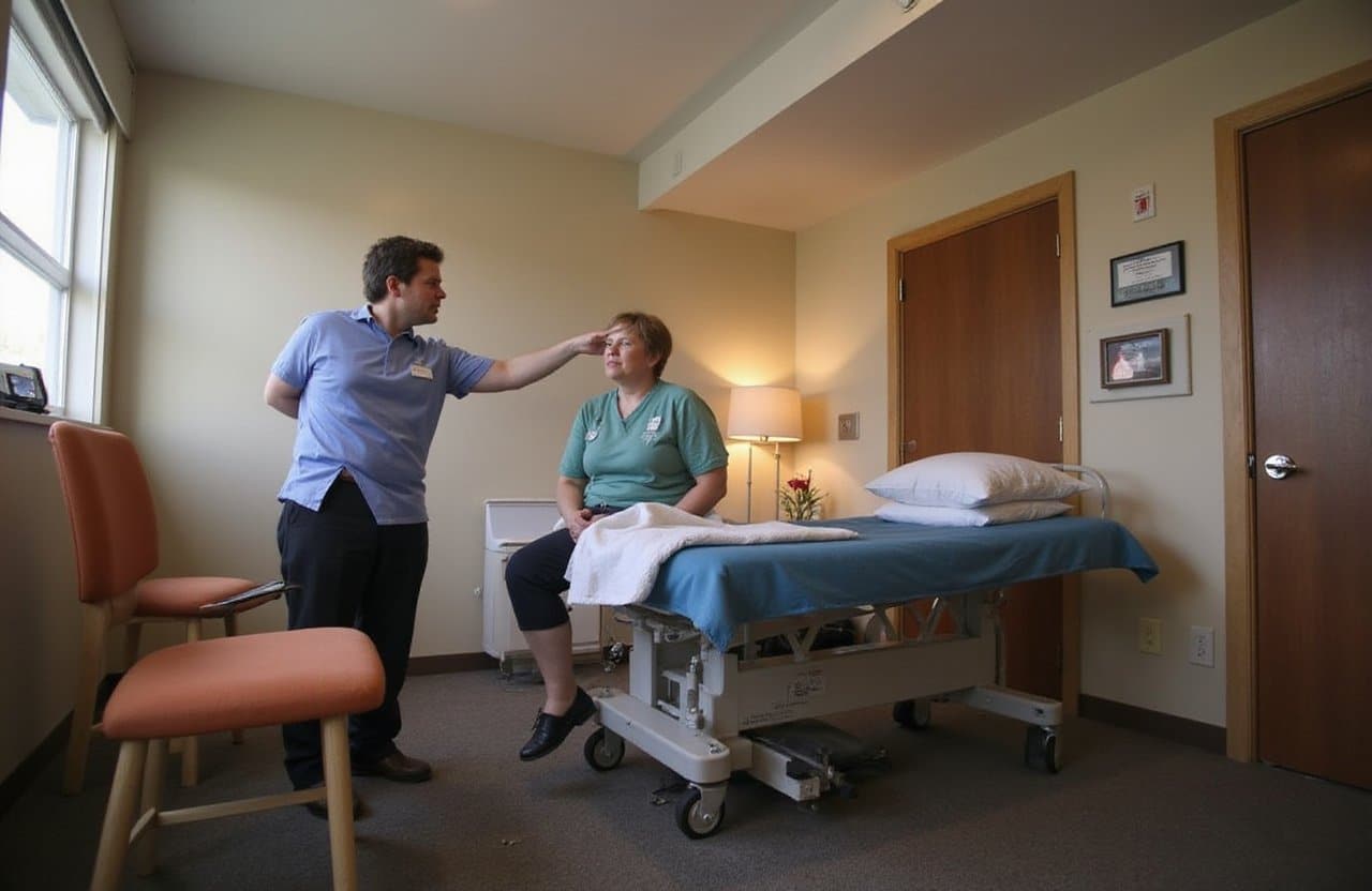 Doctor checking a woman in a medical place