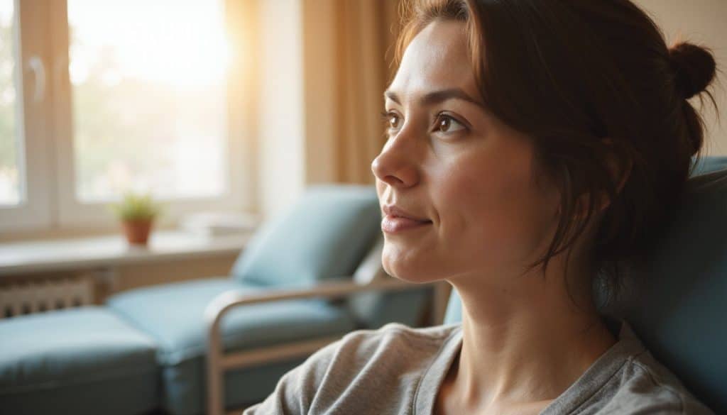 Calm reflective moment in a residential inpatient recovery program